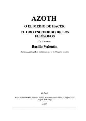 Azoth o el Medio de Hacer el Oro